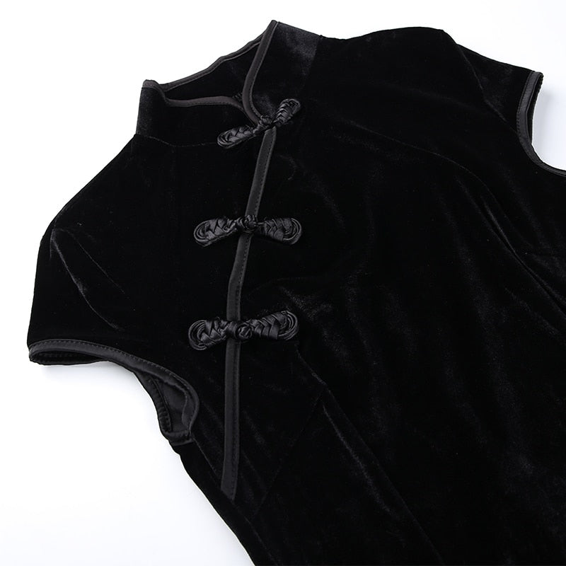Vintage Cheongsam Black Dress
