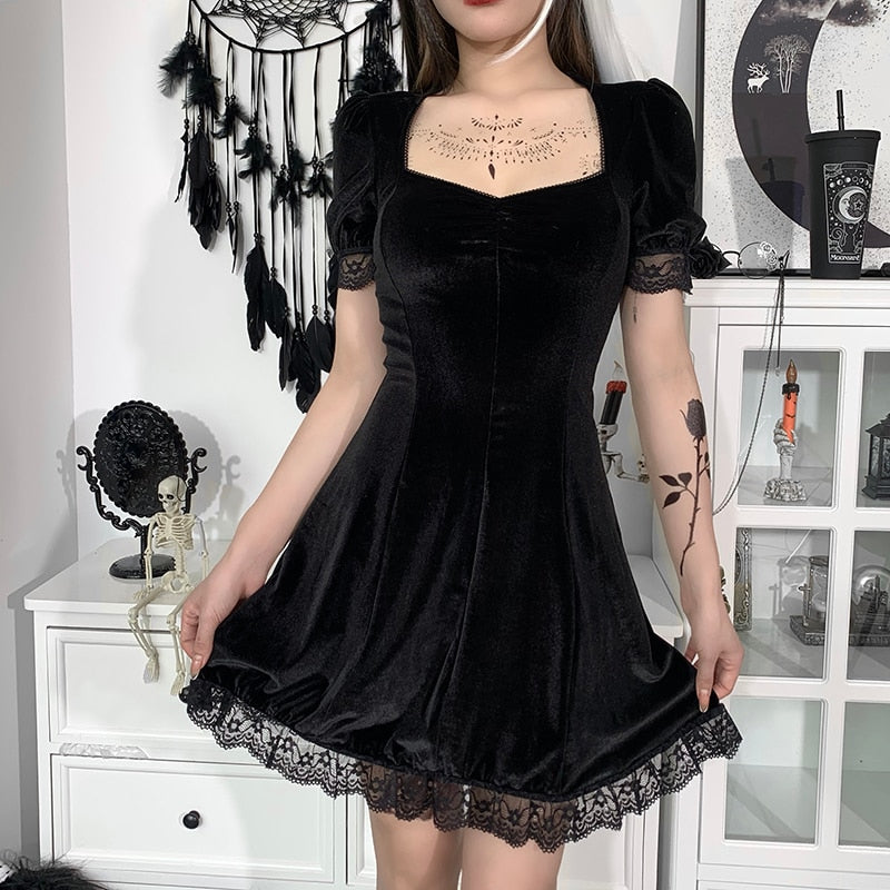 Vintage Lace Black Dress