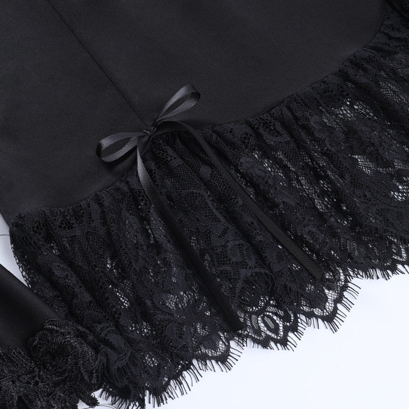 Gothic Sexy Off Shoulder Lace Tirm Dress