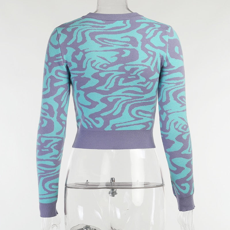 Neck Purple Short Knitted Sweater freeshipping - Chagothic