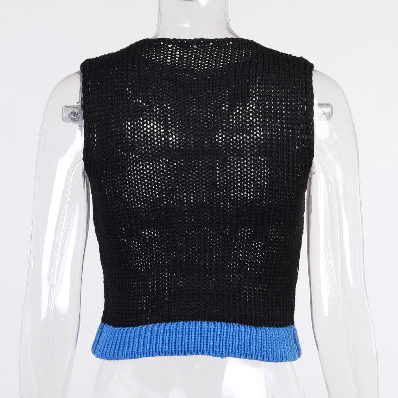 Gothic Patchwork O Neck Tank Top