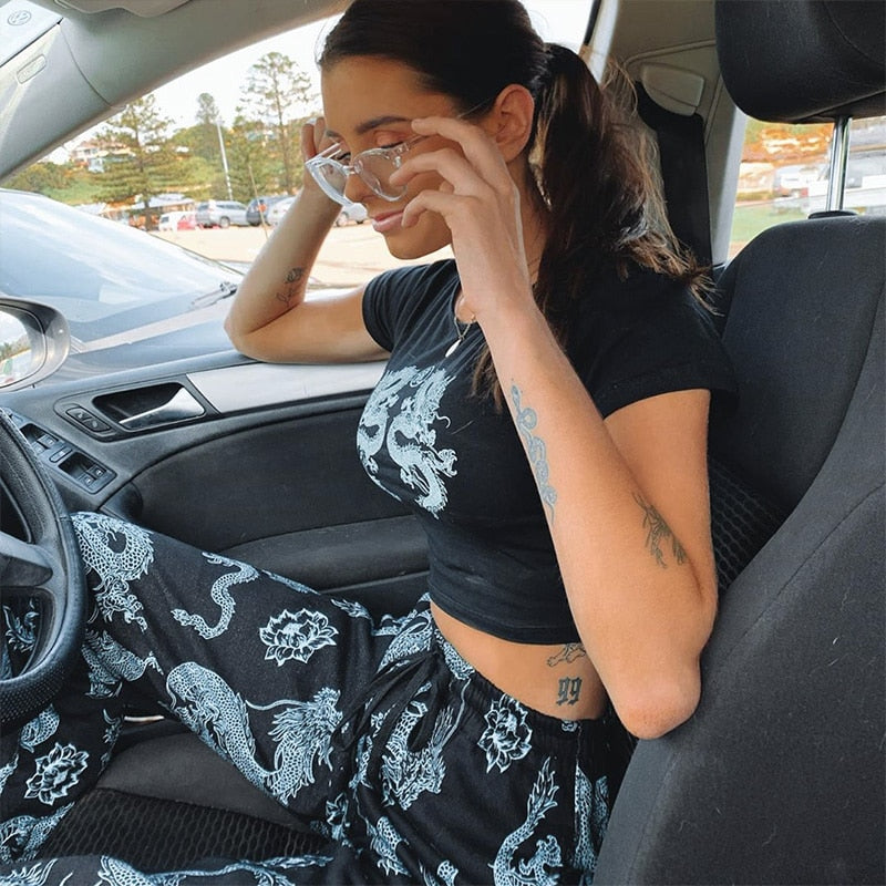 Grunge Goth Black Dragon Goth T-shirt freeshipping - Chagothic