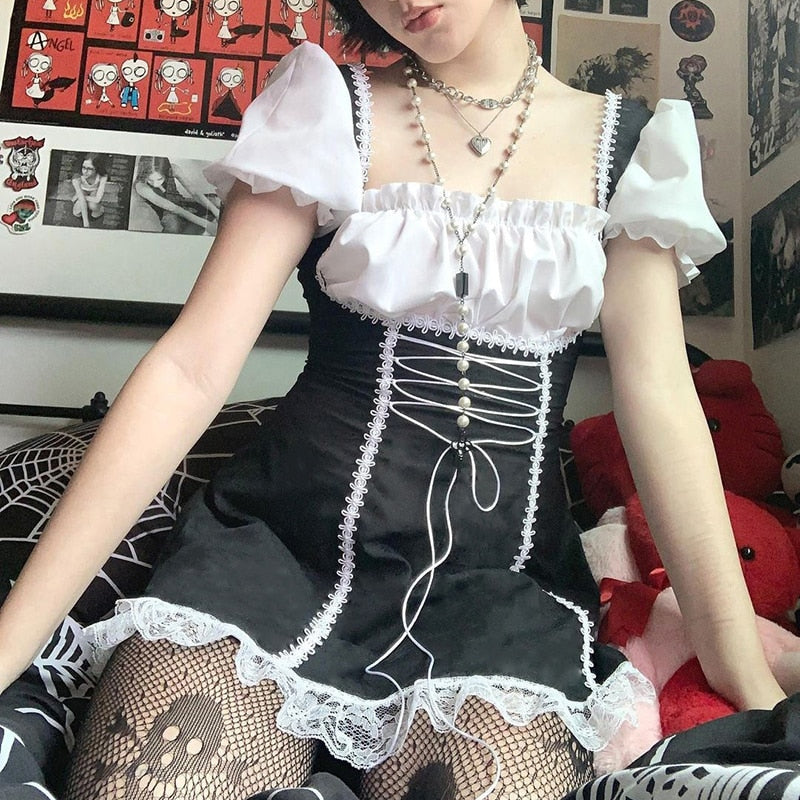 Gothic Patchwork High Waist Dress