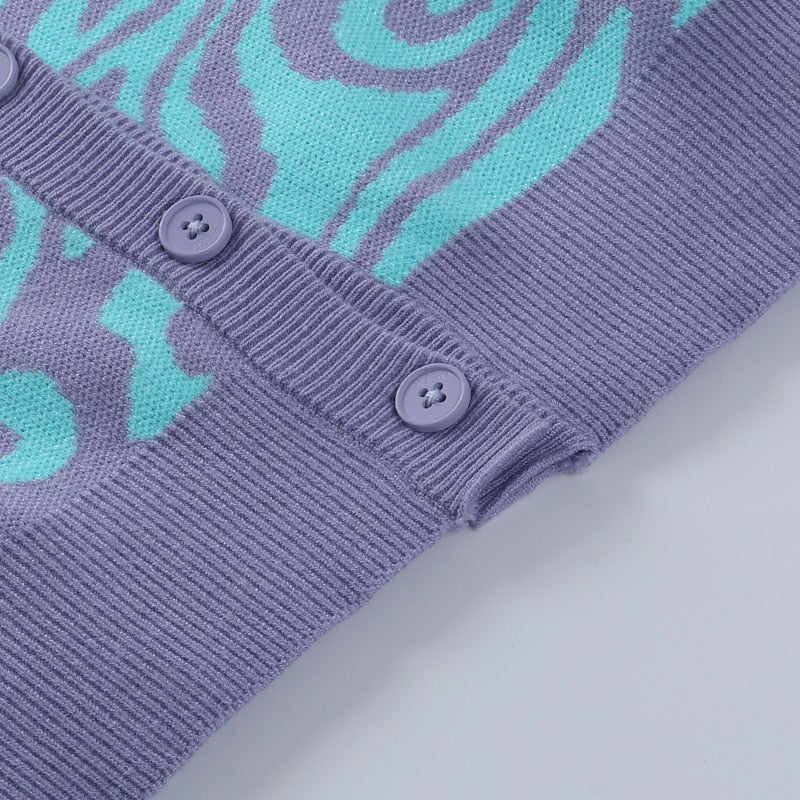 Neck Purple Short Knitted Sweater freeshipping - Chagothic