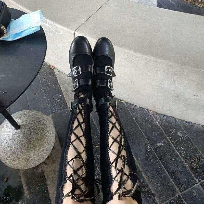 Gothic Sexy Bandage Black Stocking