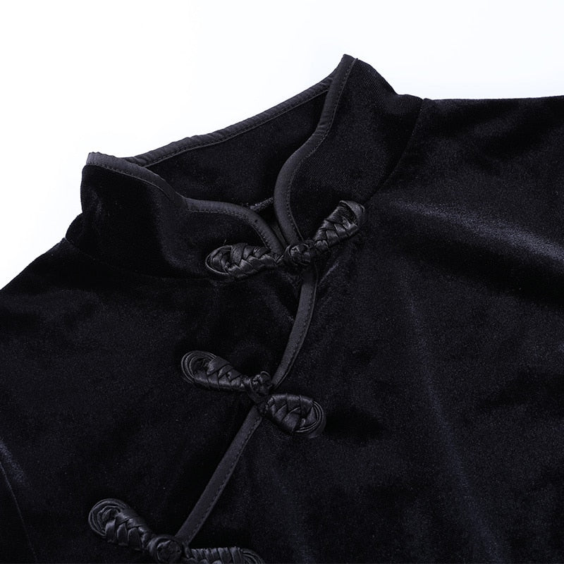 Retro Cheongsam Black Dress