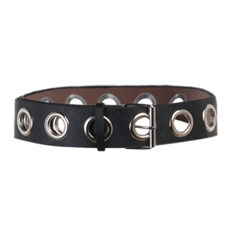Punk Cut Out Ring Leather Belt