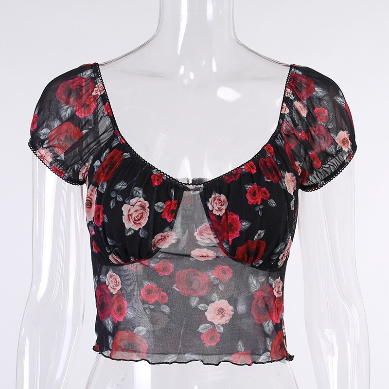 Goth V Neck Mesh T-shirt freeshipping - Chagothic