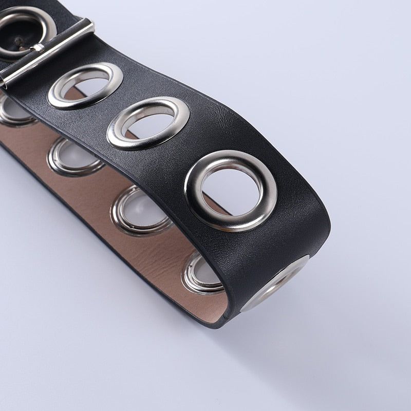 Punk Cut Out Ring Leather Belt