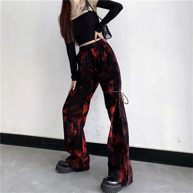 Grunge Tie Dye Red Flame Pant