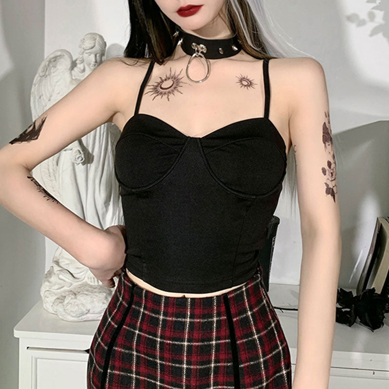 Straps Bra Build Sleeveless Corset Top Goth freeshipping - Chagothic