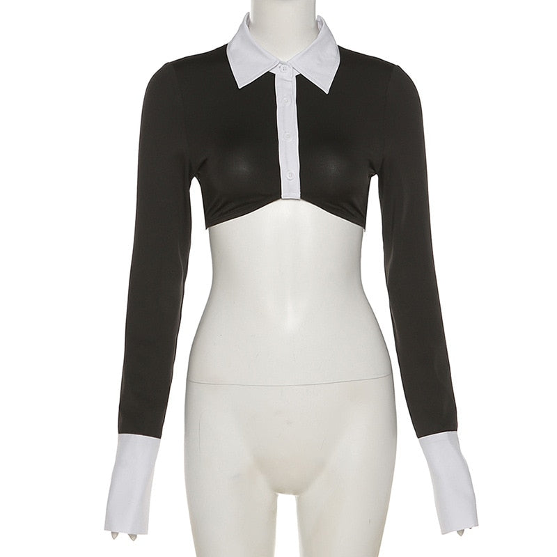 Gothic Blouese Long Sleeve Crop Top
