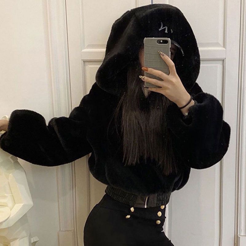 High Waist Zip Up Women Hoodie freeshipping - Chagothic
