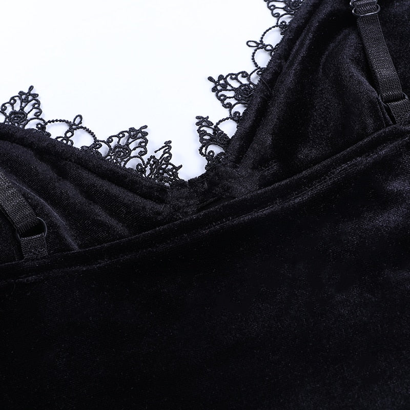 Gothic Dark V Neck Velvet Top