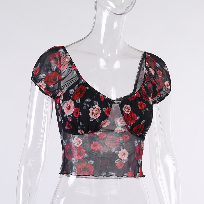 Goth V Neck Mesh T-shirt freeshipping - Chagothic