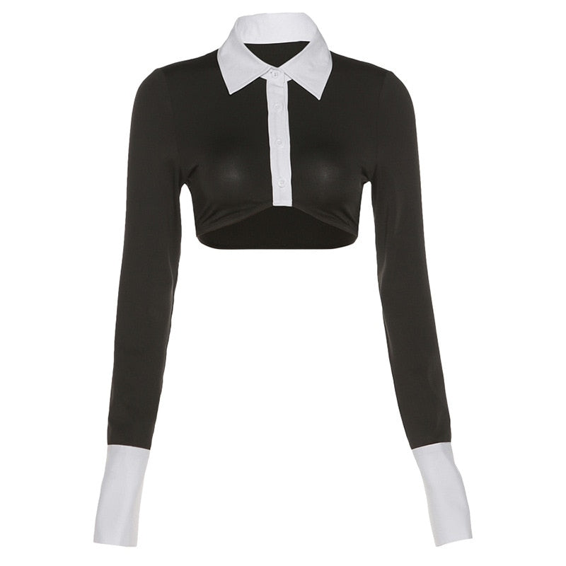 Gothic Blouese Long Sleeve Crop Top