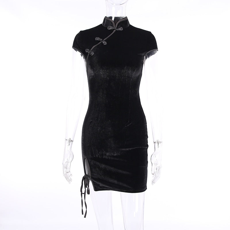 Vintage Cheongsam Black Dress