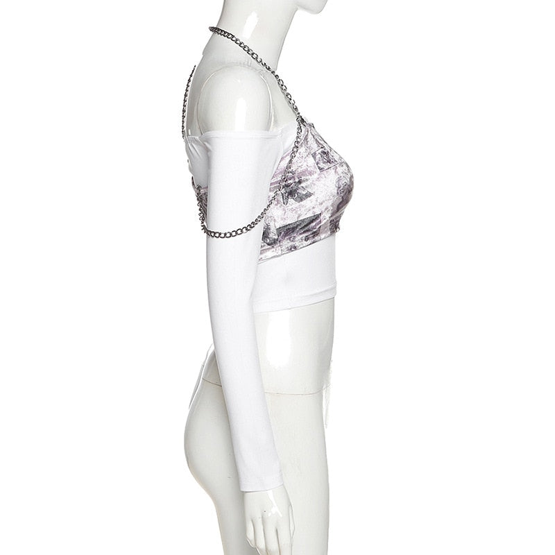 Gothic Streetwear Metal Chain Halter Top freeshipping - Chagothic