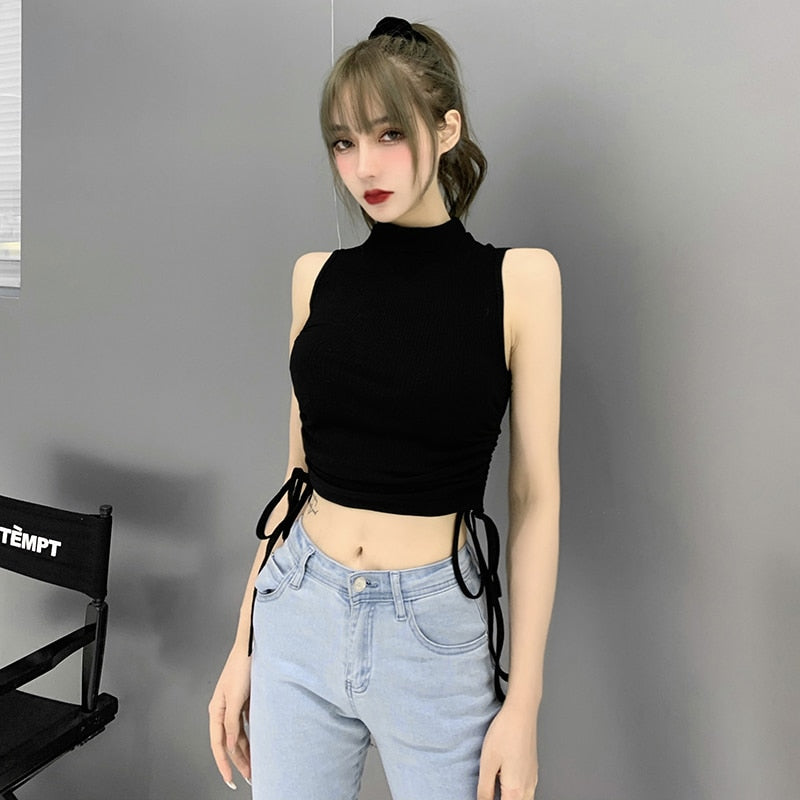 Casual Skinny Black Tank Top freeshipping - Chagothic