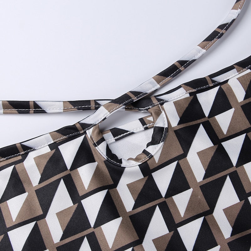 Sexy Brown Geometric Patten Skirt