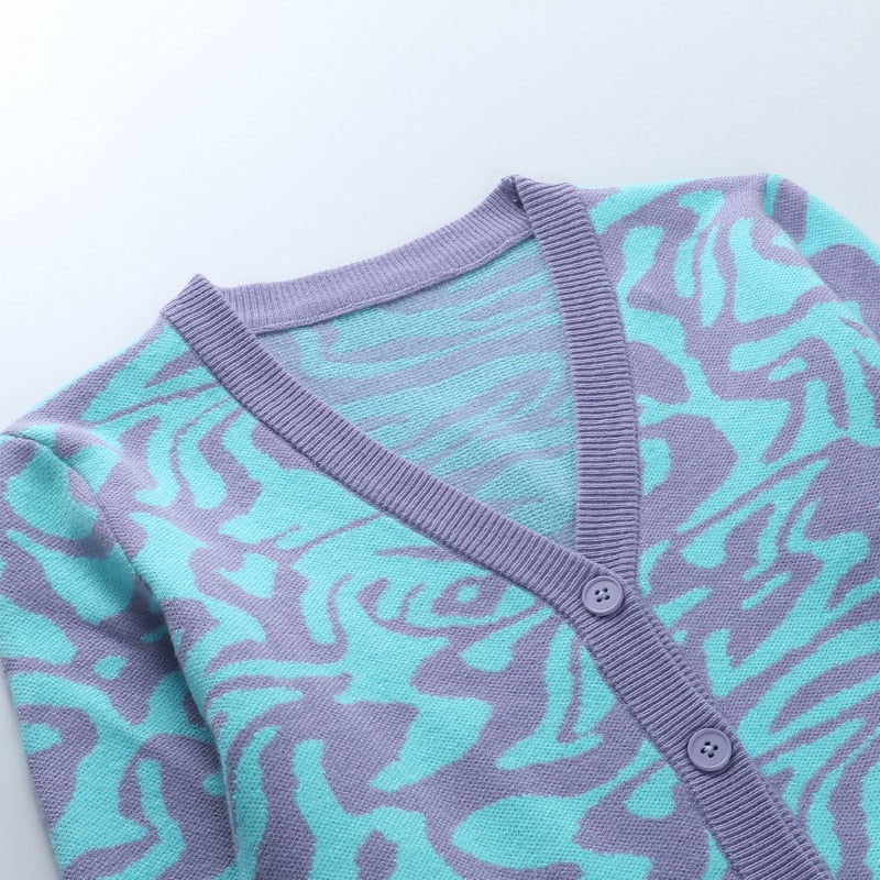 Neck Purple Short Knitted Sweater freeshipping - Chagothic