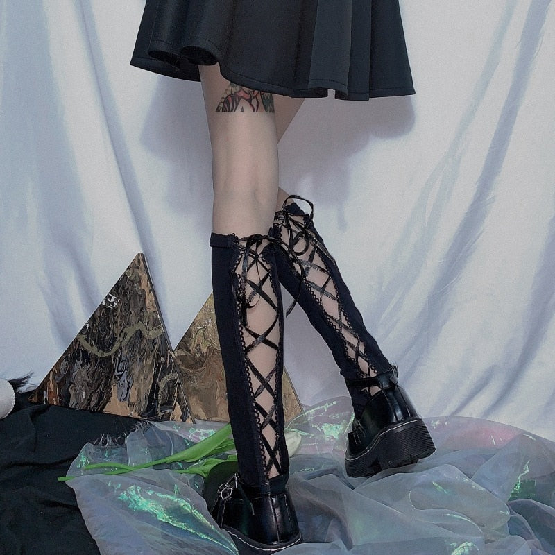 Gothic Sexy Bandage Black Stocking