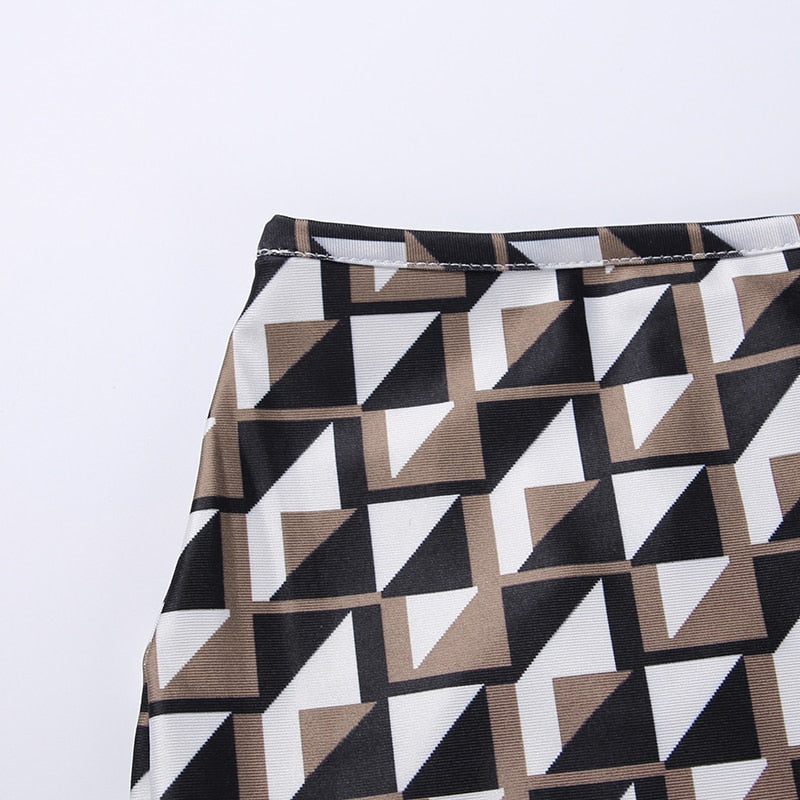 Sexy Brown Geometric Patten Skirt