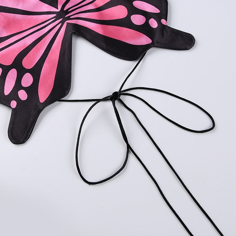 Sexy Blue Butterfly Camis Crop Top