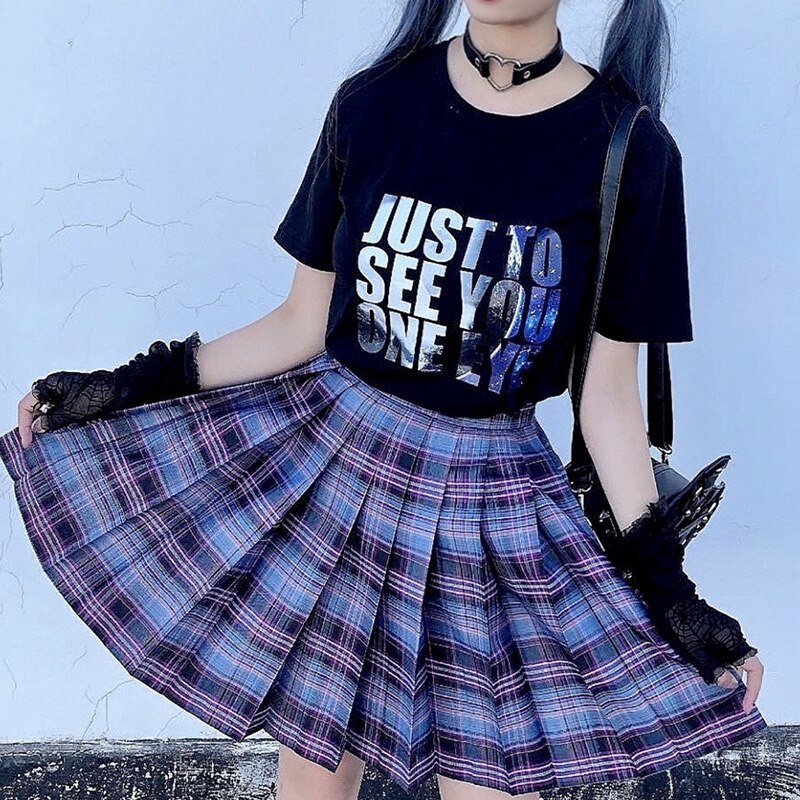 Gothic Plaid Pleated Sexy Skirt freeshipping - Chagothic