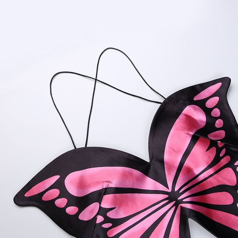 Sexy Blue Butterfly Camis Crop Top