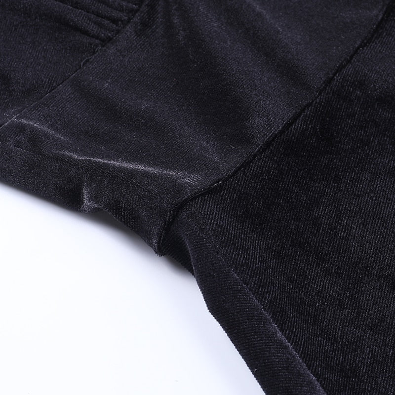 Gothic Lace Trim Black Mini Dress