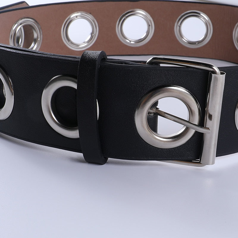 Punk Cut Out Ring Leather Belt