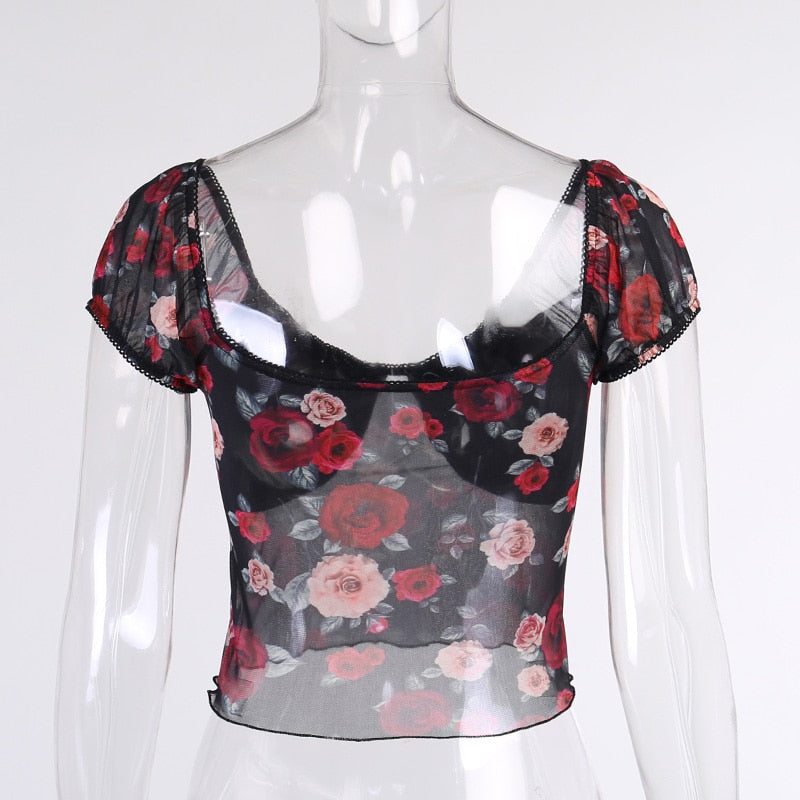 Goth V Neck Mesh T-shirt freeshipping - Chagothic