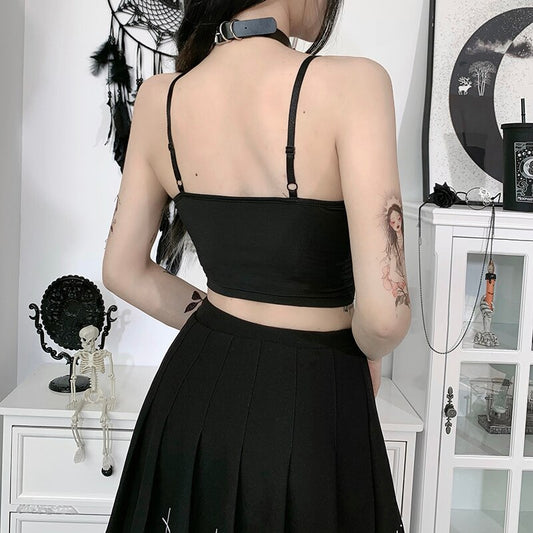 Black Backless Cropped Top freeshipping - Chagothic