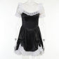Gothic Sexy Bow Lace Black Mini Dress