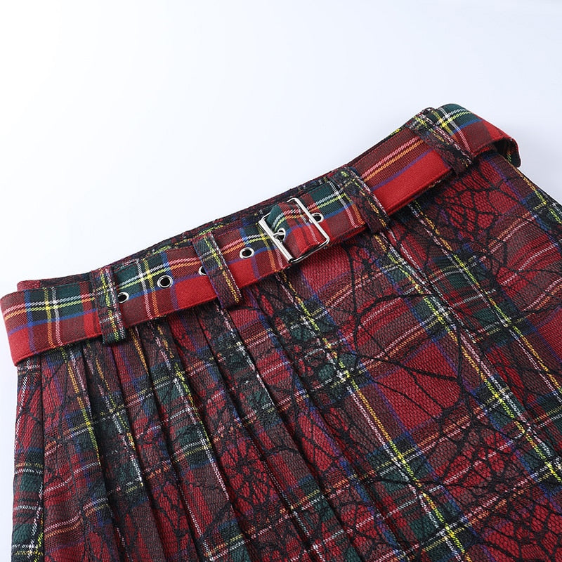 Vintage Red Plaid Skirt
