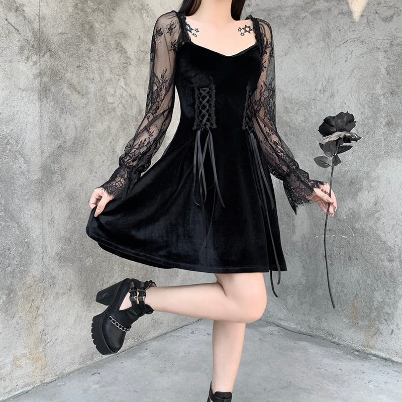 Gothic Lolita Bandage Black Dress