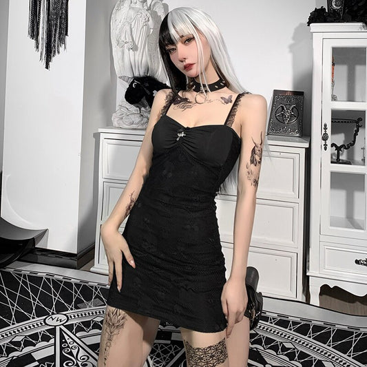 Skull Graphic Black Mini Dress