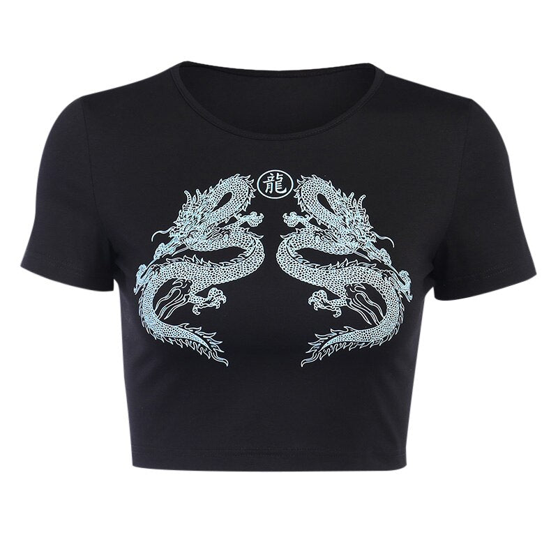 Grunge Goth Black Dragon Goth T-shirt freeshipping - Chagothic