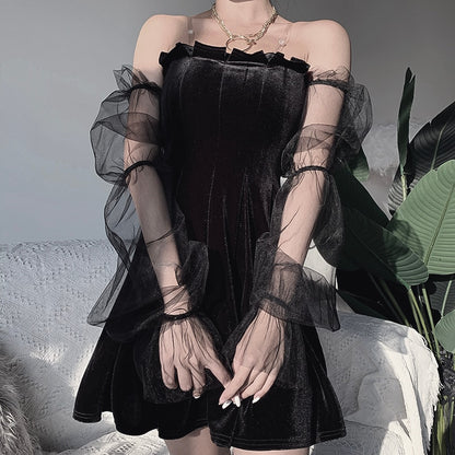Gothic Off Shoulder Vintage Dress