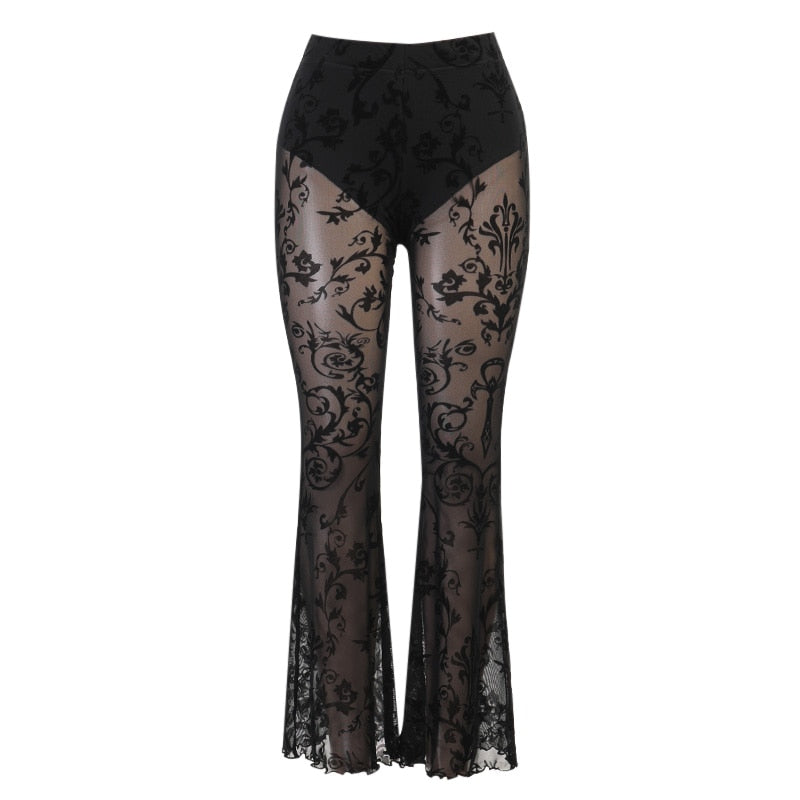 Gothic Aesthetic Black Flared Pant