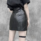 Gothic PU Leather Black Skirt
