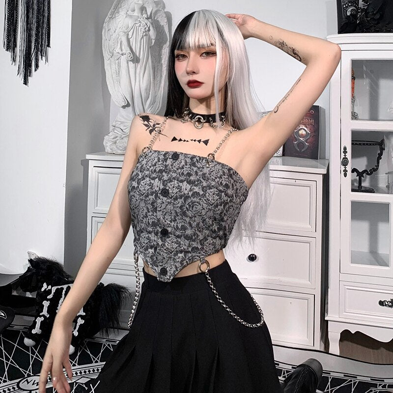Metal Chain Backless Cropped Top