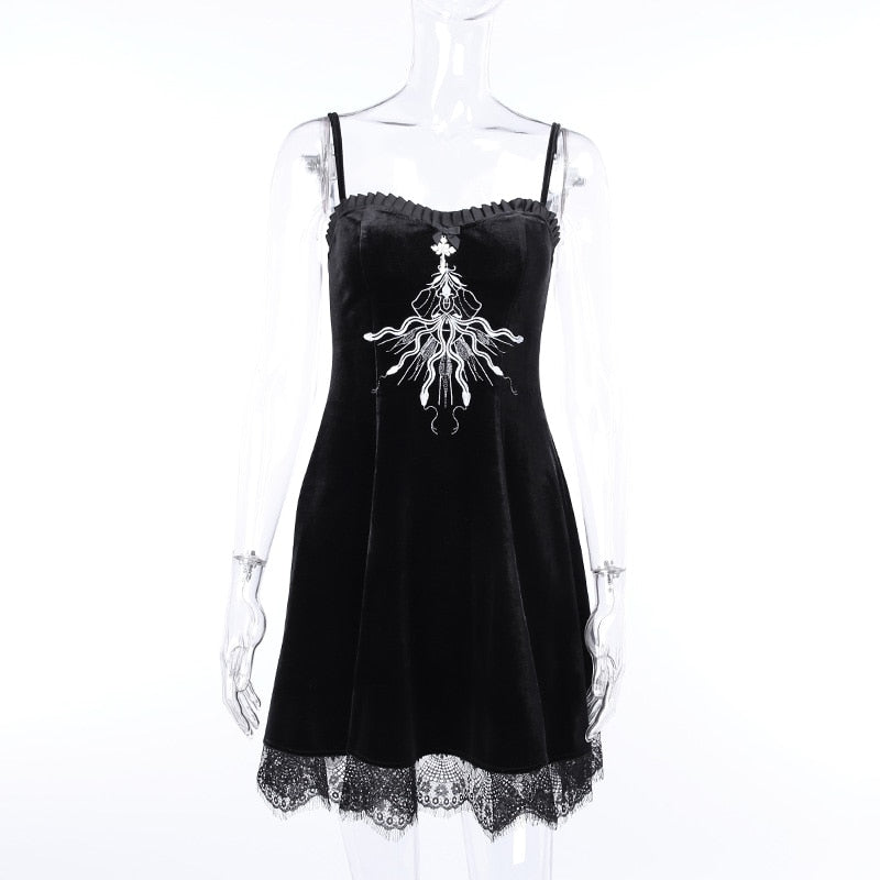 Retro Velvet Black Dress