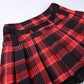 Grunge Lace Red Plaid Pleated Skirt