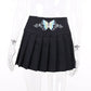 Punk Butterfly Embroidery Black Skirt freeshipping - Chagothic