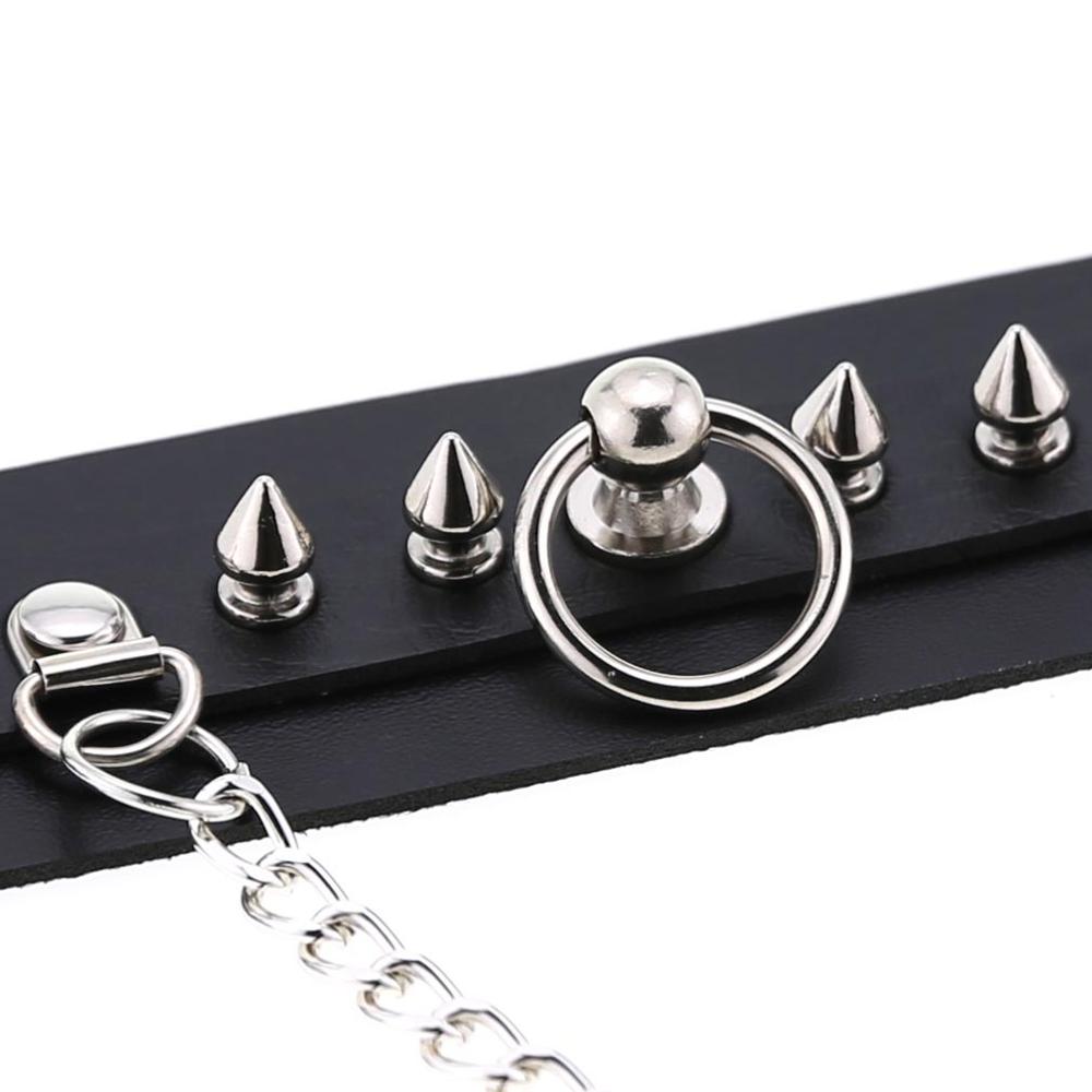 Punk Metal Leather Necklace Chain Choker