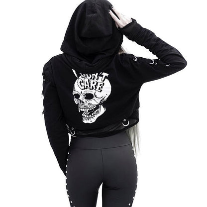 Women Gothic Cropped Hoodie