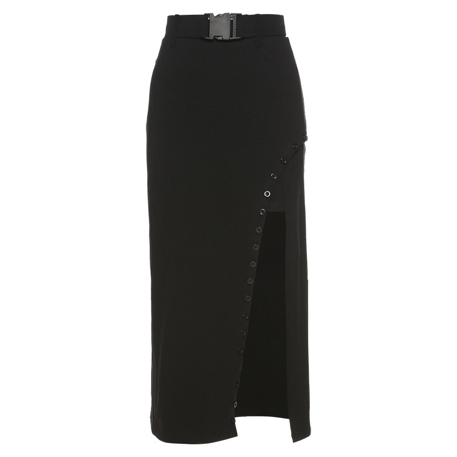 Goth Punk Sexy Hollow Out Midi Skirt freeshipping - Chagothic