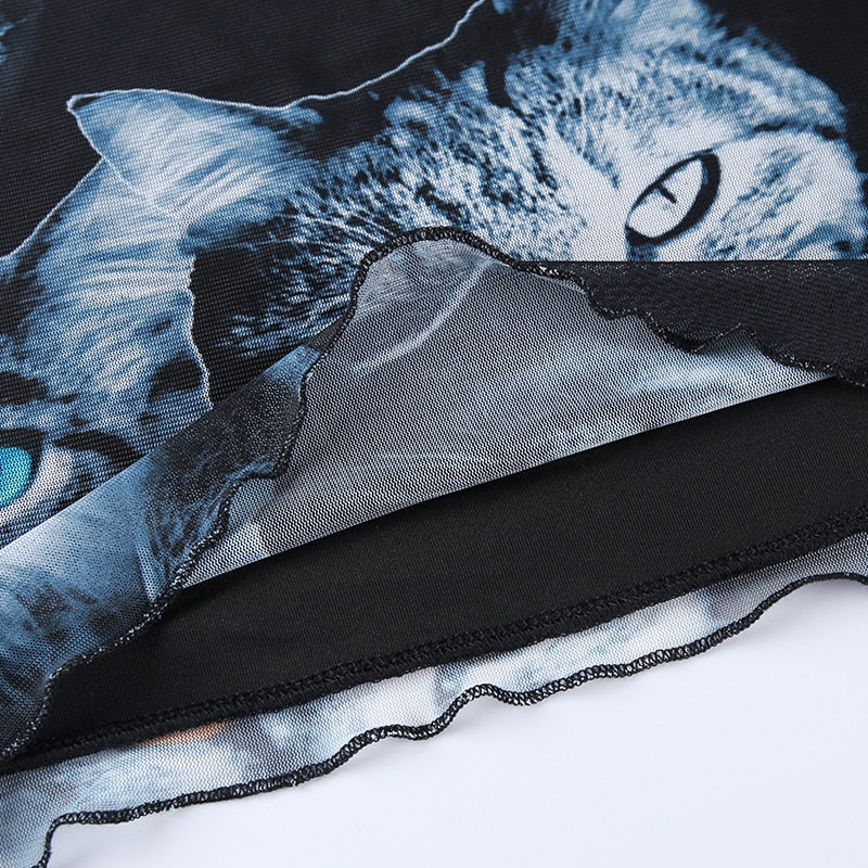 Mesh Cat T-Shirt Goth freeshipping - Chagothic